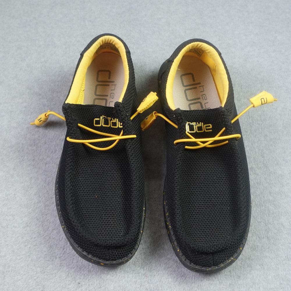 Hey Dude Shoes Mens Size 9 Black Yellow Casual Wally Sox Loafer Lightweight - Picture 3 of 10